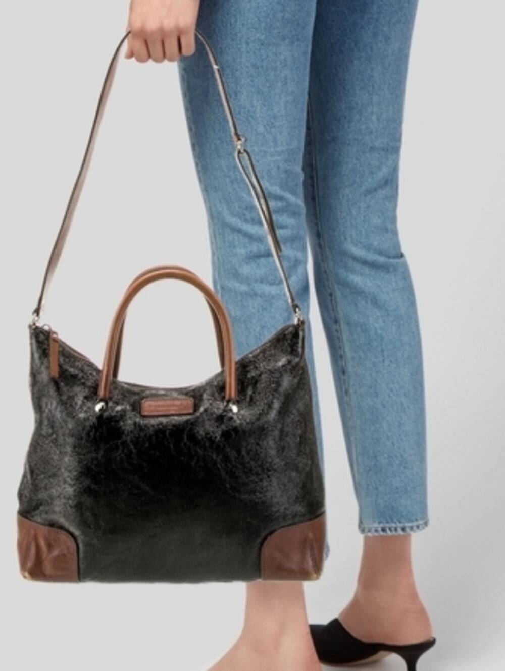 Kate Spade ♠️ Black Brown Patent Leather Satchel Bag